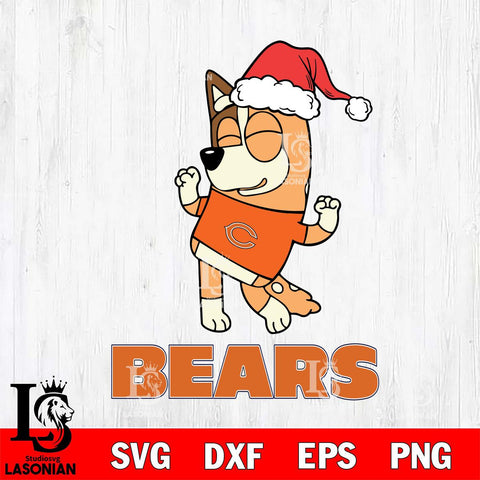 Chicago Bears Bluey Chilli Happy Christmas Svg Eps Dxf Png File, Digital Download