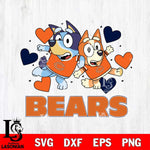 Chicago Bears Bluey Chilli Heart NFL Svg Eps Dxf Png File, Digital Download, Instant Download