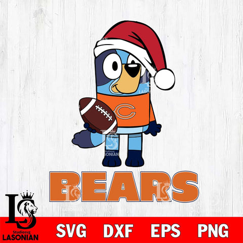 Chicago Bears Bluey Christmas Svg Eps Dxf Png File, Digital Download