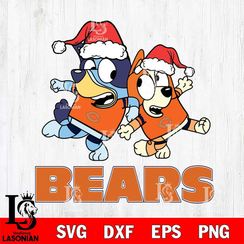 Chicago Bears Bluey Christmas Holiday Svg Eps Dxf Png File, Digital Download