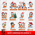 Chicago Bears Bluey Christmas NFL Bundle 12 Svg Eps Dxf Png File,Cut Svg Files, Digital File, Sublimation