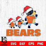 Chicago Bears Bluey Family Christmas Svg Eps Dxf Png File, Digital Download