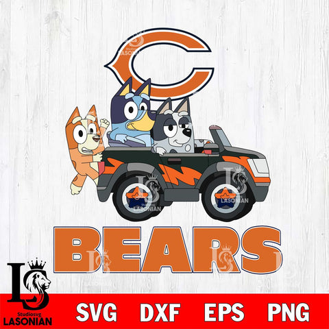 Chicago Bears Bluey friends car Svg Eps Dxf Png File, Digital Download, Instant Download