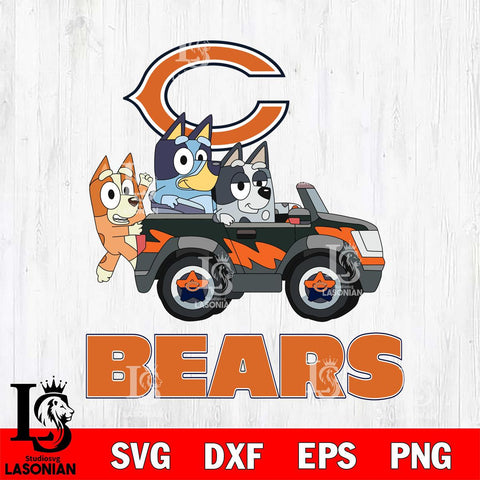 Chicago Bears Bluey friends car Svg Eps Dxf Png File, NFL svg, Digital Download, Instant Download