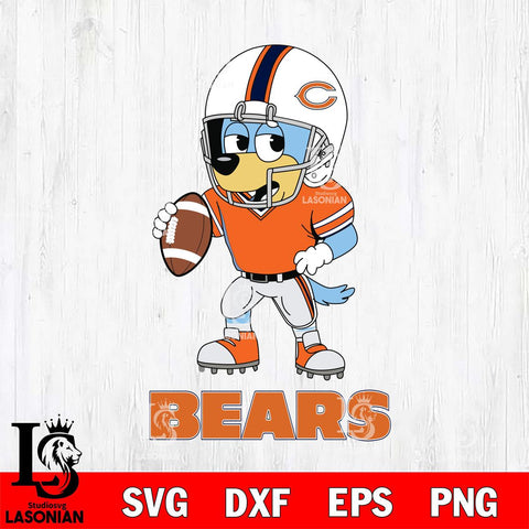 Chicago Bears Bluey rugby Svg Eps Dxf Png File, Digital Download ,Instant Download, Cricut File