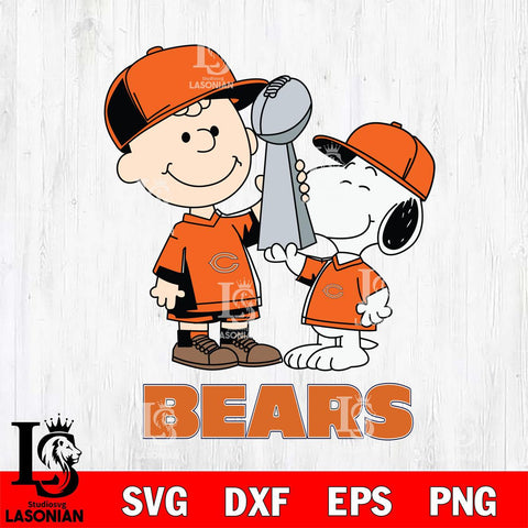 Chicago Bears Charlie Brown and Snoopy Champions Svg Eps Dxf Png File, NFL svg , Digital Download , Instant Download, Cricut File