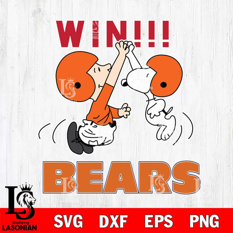 Chicago Bears Charlie Brown and Snoopy Win Svg Eps Dxf Png File, NFL svg , Digital Download , Instant Download, Cricut File