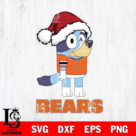 Chicago Bears Christmas Bluey Hat Svg Eps Dxf Png File,Cut Svg Files, Digital File, Sublimation