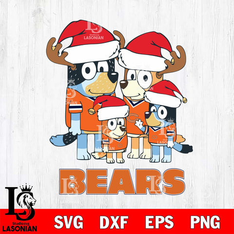 Chicago Bears Christmas Bluey Santa Family Svg Eps Dxf Png File,Cut Svg Files, Digital File, Sublimation