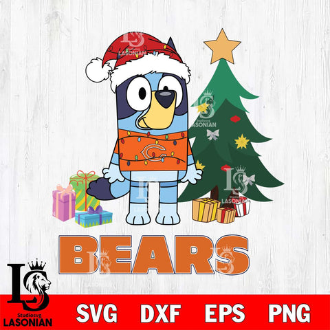 Chicago Bears Christmas Bluey Tree Sport Svg Eps Dxf Png File,Cut Svg Files, Digital File, Sublimation