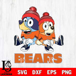 Chicago Bears Christmas Bluey & Bingo Sit Svg Eps Dxf Png File,Cut Svg Files, Digital File, Sublimation