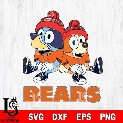 Chicago Bears Christmas Bluey & Bingo Sit Svg Eps Dxf Png File,Cut Svg Files, Digital File, Sublimation