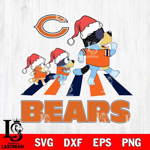 Chicago Bears Christmas Family Bluey Walking Svg Eps Dxf Png File,Cut Svg Files, Digital File, Sublimation