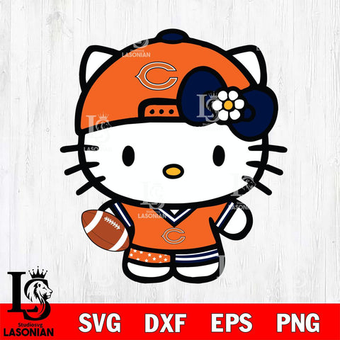 Chicago Bears Cute Hello Kitty Football 10 Svg Eps Dxf Png File, NFL svg, Digital Download, Instant Download