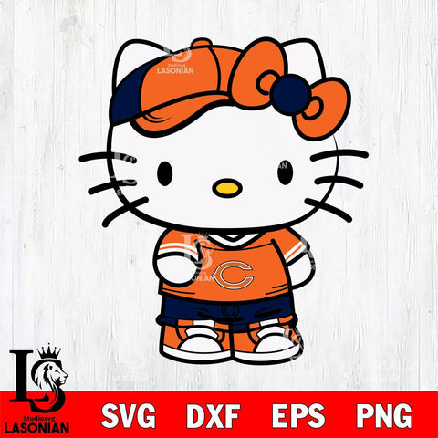 Chicago Bears Cute Hello Kitty Football 2 Svg Eps Dxf Png File, NFL svg, Digital Download, Instant Download