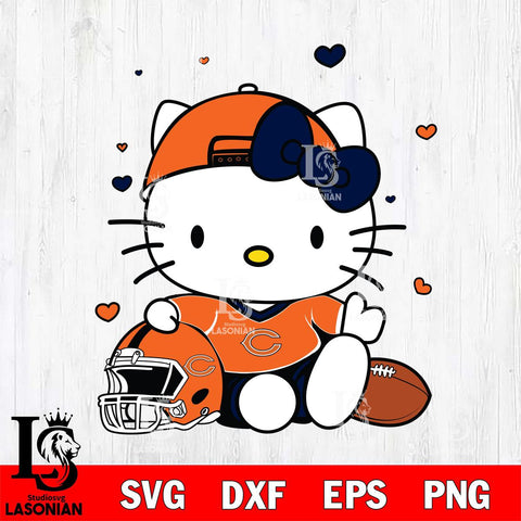 Chicago Bears Cute Hello Kitty Football Svg Eps Dxf Png File, NFL svg, Digital Download, Instant Download