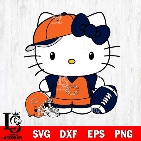 Chicago Bears Cute Hello Kitty Football 4 Svg Eps Dxf Png File, NFL svg, Digital Download, Instant Download