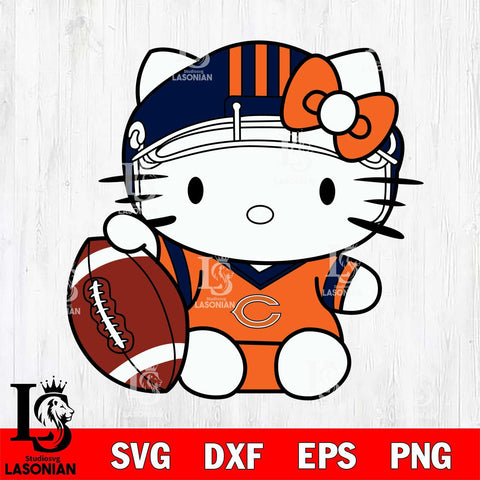 Chicago Bears Cute Hello Kitty Football 5 Svg Eps Dxf Png File, NFL svg, Digital Download, Instant Download