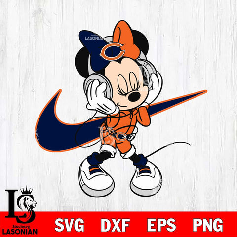 Chicago Bears Cute Minnie Mouse Dancing Svg Eps Dxf Png File, Digital Download, Instant Download