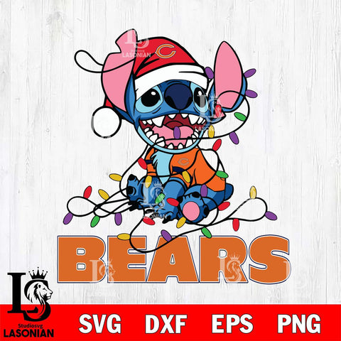 Chicago Bears Cute Stitch Christmas Svg