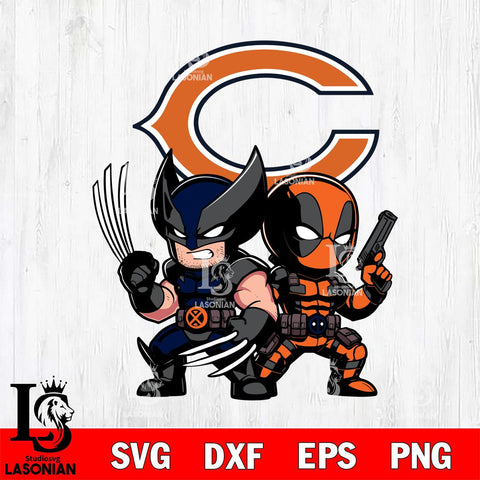 Chicago Bears Deadpool And Wolverine Svg Eps Dxf Png File, Digital Download, Instant Download