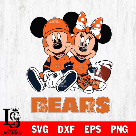 Chicago Bears Disney Mickey And Minnie Football Svg Eps Dxf Png File, NFL svg , Digital Download , Instant Download, Cricut File