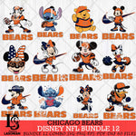 Chicago Bears Disney NFL Bundle Svg PNG 12 Svg Eps Dxf Png File, Digital Download