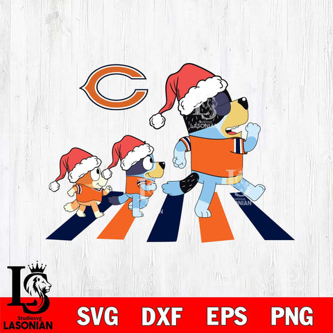 Chicago Bears Family Bluey Walking Christmas Svg Eps Dxf Png File, Digital Download, Instant Download