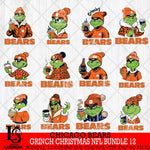 Chicago Bears Grinch Christmas NFL Bundle 12 Svg Eps Dxf Png File,Cricut svg files, Digital Download, Instant Download