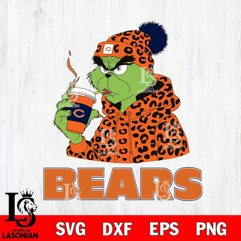 Chicago Bears Grinch Leopard Christmas Svg Eps Dxf Png File,Cricut svg files, Digital Download, Instant Download