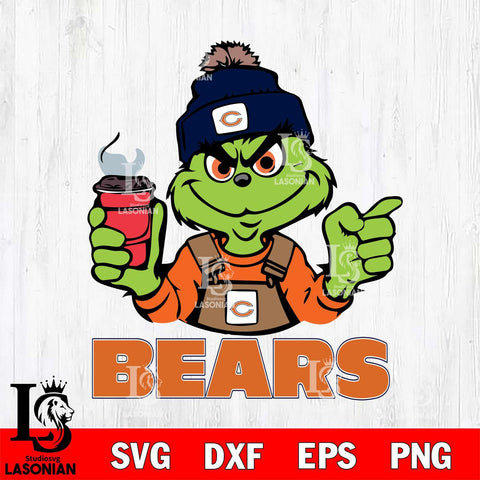 Chicago Bears Grinch with coffee Svg Eps Dxf Png File, Digital Download, Instant Download