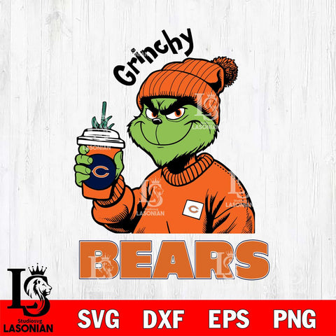 Chicago Bears Grinchy Bougie Christmas Svg Eps Dxf Png File,Cricut svg files, Digital Download, Instant Download