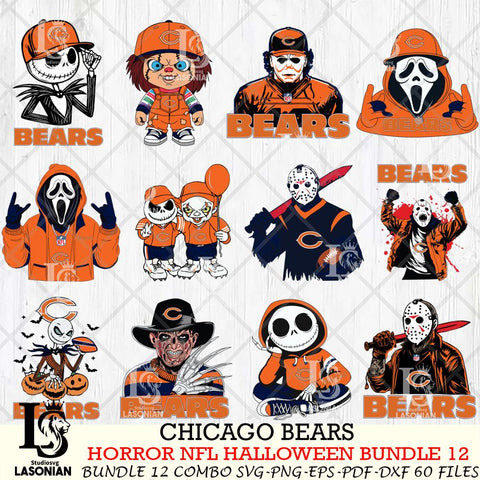 Chicago Bears Halloween Bundle 12 SVG Svg Eps Dxf Png File, Bundle NFL svg, Digital Download, Instant Download