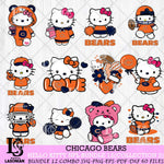 Chicago Bears Hello Kitty Bundle 12 SVG Svg Eps Dxf Png File, Digital Download, Instant Download