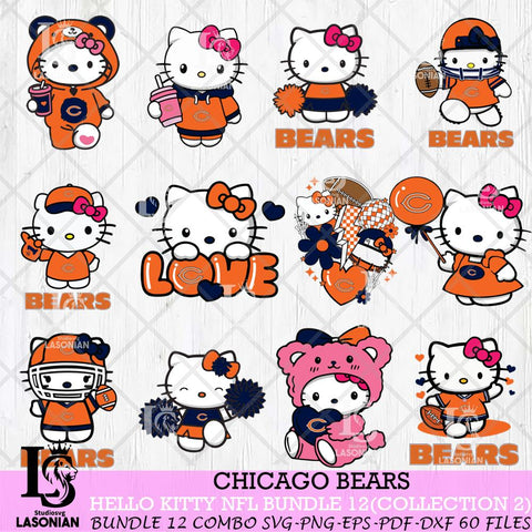 Chicago Bears Hello Kitty Bundle 12 SVG Svg Eps Dxf Png File, Digital Download, Instant Download