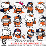 Chicago Bears Hello Kitty NFL Bundle 12 Svg Eps Dxf Png File, Digital Download, Instant Download