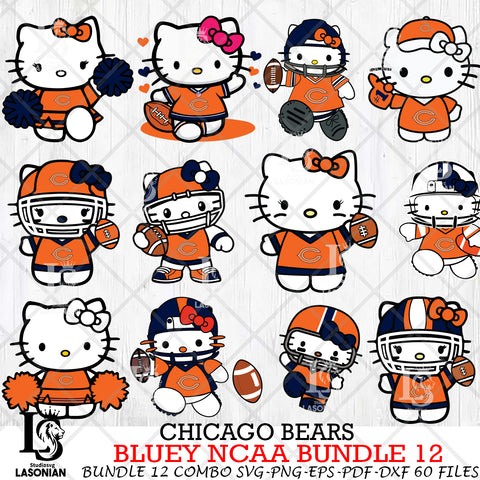 Chicago Bears Hello Kitty NFL Bundle 12 Svg Eps Dxf Png File, Digital Download, Instant Download