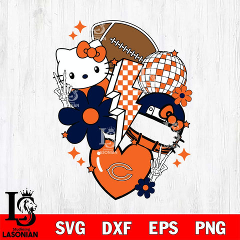 Chicago Bears Hello Kitty Nfl 2 Svg Eps Dxf Png File, Digital Download, Instant Download