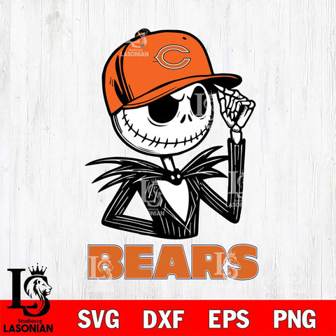 Chicago Bears Jack Skellington 3 Halloween Svg Eps Dxf Png File, Digital Download, Instant Download