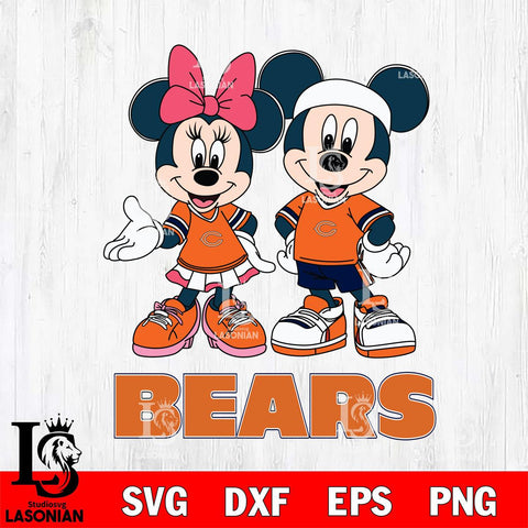 Chicago Bears Mickey And Minnie Football Svg Eps Dxf Png File, NFL svg , Digital Download , Instant Download, Cricut File