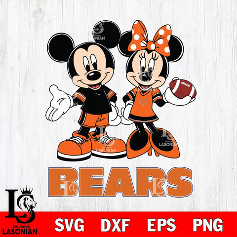 Chicago Bears Mickey Minnie Football Svg Eps Dxf Png File, NFL svg , Digital Download , Instant Download, Cricut File