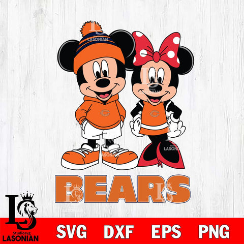 Chicago Bears Mickey Minnie Mouse Cute Football Svg Eps Dxf Png File, Bundle NFl svg , File Cut , Digital Download , Instant Download, Laser Cut Svg Files