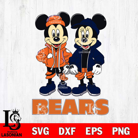 Chicago Bears Mickey Minnie Mouse Football Svg Eps Dxf Png File, Bundle NFl svg , File Cut , Digital Download , Instant Download, Laser Cut Svg Files