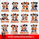 Chicago Bears Mickey Minnie Mouse NFL Bundle 12 Svg Eps Dxf Png File, Bundle NFl svg , File Cut , Digital Download , Instant Download, Laser Cut Svg Files