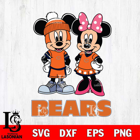 Chicago Bears Mickey Minnie Mouse Pink Svg Eps Dxf Png File, Bundle NFl svg , File Cut , Digital Download , Instant Download, Laser Cut Svg Files