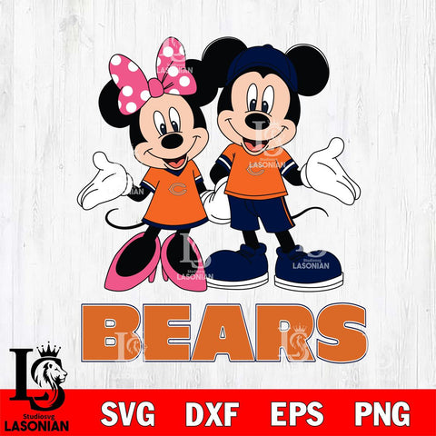 Chicago Bears Mickey Minnie Mouse Sport Svg Eps Dxf Png File, Bundle NFl svg , File Cut , Digital Download , Instant Download, Laser Cut Svg Files