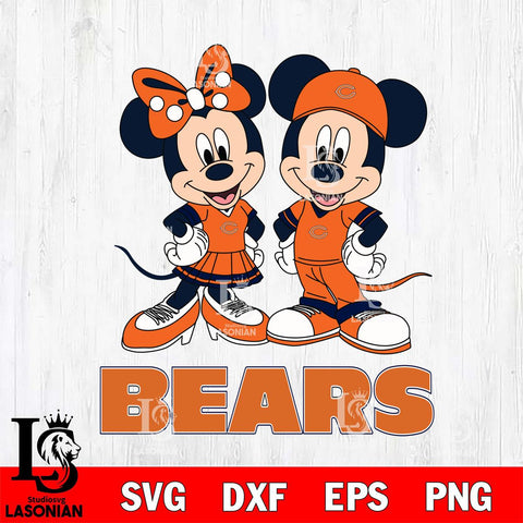 Chicago Bears Mickey Minnie Mouse rugby ball Svg Eps Dxf Png File, Bundle NFl svg , File Cut , Digital Download , Instant Download, Laser Cut Svg Files