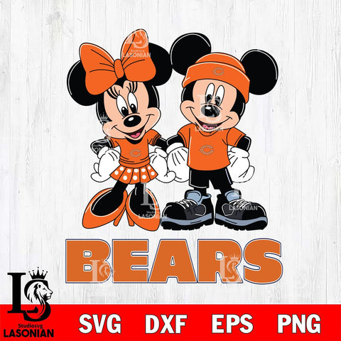 Chicago Bears Mickey Minnie Rugby ball Svg Eps Dxf Png File, Bundle NFl svg , File Cut , Digital Download , Instant Download, Laser Cut Svg Files