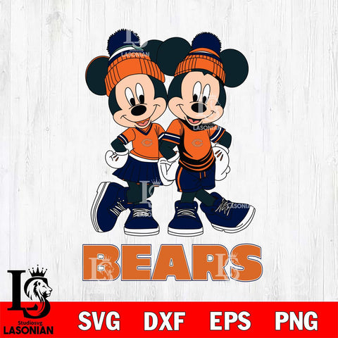 Chicago Bears Mickey Minnie Valentine Football Svg Eps Dxf Png File, NFL svg , Digital Download , Instant Download, Cricut File