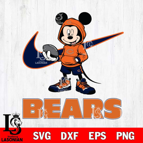 Chicago Bears Mikey Mouse Disney NIKE, Svg Eps Dxf Png File, Digital Download